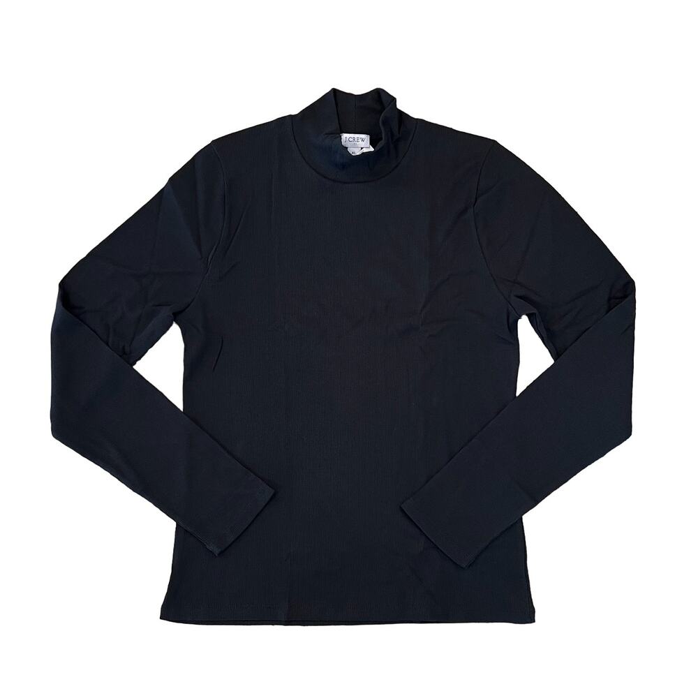 NWT J. Crew Black Ribbed-Knit Mockneck Top - SIZE XL